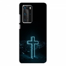 Чехол для Huawei P40 Pro - (Христианские) (AlphaPrint) Крест-синий - купить на Floy.com.ua