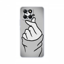 Чехол с принтом для Huawei Honor X6a (AlphaPrint - Знак сердечка) Серый фон - купить на Floy.com.ua