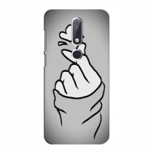 Чехол с принтом для Nokia 6.1 Plus (AlphaPrint - Знак сердечка) Серый фон - купить на Floy.com.ua