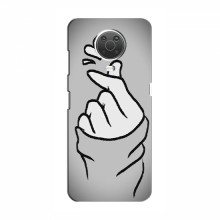 Чехол с принтом для Nokia G20 (AlphaPrint - Знак сердечка) Серый фон - купить на Floy.com.ua