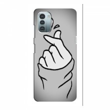 Чехол с принтом для Nokia G21 (AlphaPrint - Знак сердечка) Серый фон - купить на Floy.com.ua