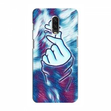 Чехол с принтом для OnePlus 6T (AlphaPrint - Знак сердечка) Бирюзовый фон - купить на Floy.com.ua