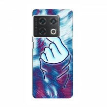 Чехол с принтом для OnePlus 10 Pro (AlphaPrint - Знак сердечка) Бирюзовый фон - купить на Floy.com.ua