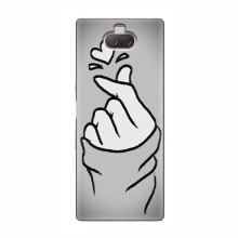 Чехол с принтом для Sony Xperia 10 (AlphaPrint - Знак сердечка) Серый фон - купить на Floy.com.ua