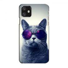 Чехол с принтом для iPhone 12 mini - (на черном) (AlphaPrint) Кот в очках - купить на Floy.com.ua