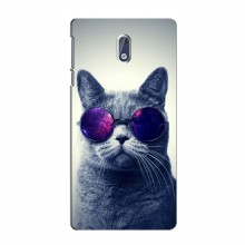 Чехол с принтом для Nokia 3.1 - (на черном) (AlphaPrint) Кот в очках - купить на Floy.com.ua