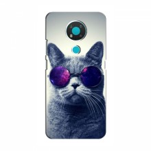 Чехол с принтом для Nokia 3.4 - (на черном) (AlphaPrint) Кот в очках - купить на Floy.com.ua