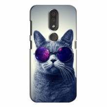 Чехол с принтом для Nokia 4.2 - (на черном) (AlphaPrint) Кот в очках - купить на Floy.com.ua
