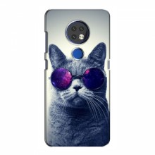 Чехол с принтом для Nokia 7.2 - (на черном) (AlphaPrint) Кот в очках - купить на Floy.com.ua