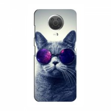 Чехол с принтом для Nokia G10 - (на черном) (AlphaPrint) Кот в очках - купить на Floy.com.ua