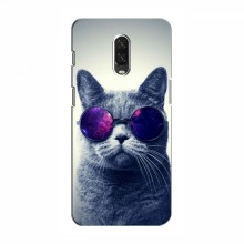 Чехол с принтом для OnePlus 6T - (на черном) (AlphaPrint) Кот в очках - купить на Floy.com.ua