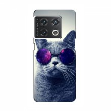Чехол с принтом для OnePlus 10 Pro - (на черном) (AlphaPrint) Кот в очках - купить на Floy.com.ua