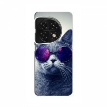 Чехол с принтом для OnePlus 12R - (на черном) (AlphaPrint) Кот в очках - купить на Floy.com.ua