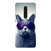 Чехол с принтом для OnePlus 7 - (на черном) (AlphaPrint) Кот в очках - купить на Floy.com.ua