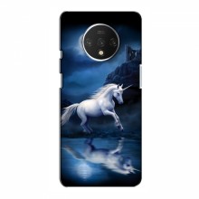 Чехол с принтом для OnePlus 7T - (на черном) (AlphaPrint) Единорог в лесу - купить на Floy.com.ua