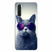 Чехол с принтом для OnePlus Nord - (на черном) (AlphaPrint) Кот в очках - купить на Floy.com.ua