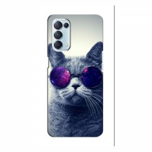 Чехол с принтом для OPPO Reno 5 (4G) - (на черном) (AlphaPrint) Кот в очках - купить на Floy.com.ua