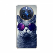 Чехол с принтом для RealMe 12 Pro - (на черном) (AlphaPrint) Кот в очках - купить на Floy.com.ua