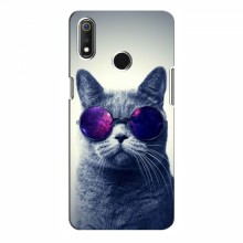 Чехол с принтом для RealMe 3 pro - (на черном) (AlphaPrint) Кот в очках - купить на Floy.com.ua