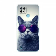 Чехол с принтом для RealMe C21 - (на черном) (AlphaPrint) Кот в очках - купить на Floy.com.ua