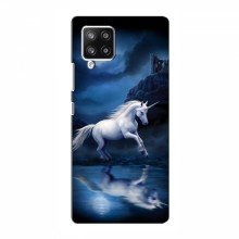 Чехол с принтом для Samsung Galaxy A42 (5G) - (на черном) (AlphaPrint) Единорог в лесу - купить на Floy.com.ua