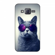 Чехол с принтом для Samsung J5, J500, J500H - (на черном) (AlphaPrint) Кот в очках - купить на Floy.com.ua