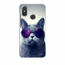 Чехол с принтом для Xiaomi Mi8 - (на черном) (AlphaPrint) Кот в очках - купить на Floy.com.ua