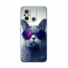 Чехол с принтом для Xiaomi POCO C55 - (на черном) (AlphaPrint) Кот в очках - купить на Floy.com.ua