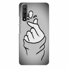Чехол с принтом для Huawei Nova 5T (AlphaPrint - Знак сердечка) Серый фон - купить на Floy.com.ua