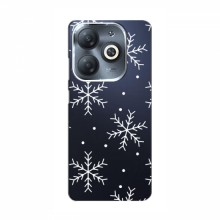 Зимние Чехлы для Infinix Smart 8 - прозрачный фон Белые снежинки - купить на Floy.com.ua