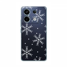 Зимние Чехлы для Xiaomi Redmi Note 13 Pro (4G) - прозрачный фон Белые снежинки - купить на Floy.com.ua