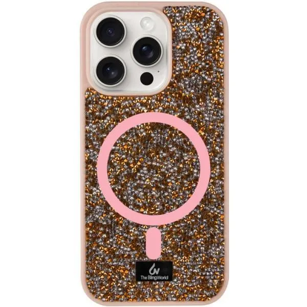 TPU чехол Bling World Rock Diamond with MagSafe для Apple iPhone 15 Pro Max (6.7") — Rose Gold — фото 1 TPU чехол Bling World Rock Diamond with MagSafe для Apple iPhone 15 Pro Max (6.7") — Rose Gold — фото 1