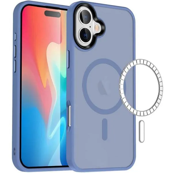 TPU+PC чехол Metal Buttons with MagSafe Colorful для Apple iPhone 16 Plus (6.7") — Голубой — фото 3 TPU+PC чехол Metal Buttons with MagSafe Colorful для Apple iPhone 16 Plus (6.7") — Голубой — фото 3