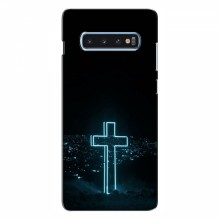 Чехол для Samsung S10 Plus - (Христианские) (AlphaPrint) Крест-синий - купить на Floy.com.ua