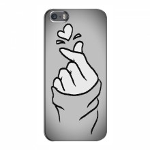 Чехол с принтом для iPhone 5 / 5s / SE (AlphaPrint - Знак сердечка) Серый фон - купить на Floy.com.ua