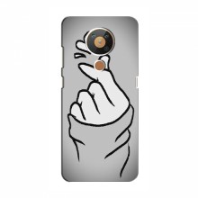 Чехол с принтом для Nokia 5.3 (AlphaPrint - Знак сердечка) Серый фон - купить на Floy.com.ua