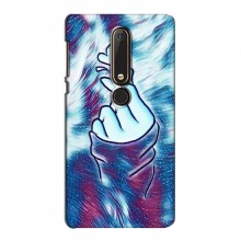 Чехол с принтом для Nokia 6 2018 (AlphaPrint - Знак сердечка) Бирюзовый фон - купить на Floy.com.ua
