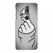 Чехол с принтом для Nokia 7.1 (AlphaPrint - Знак сердечка) Серый фон - купить на Floy.com.ua
