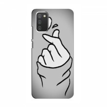 Чехол с принтом для Samsung Galaxy A02s (AlphaPrint - Знак сердечка) Серый фон - купить на Floy.com.ua