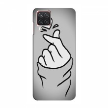 Чехол с принтом для Samsung Galaxy A22 (AlphaPrint - Знак сердечка) Серый фон - купить на Floy.com.ua