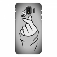 Чехол с принтом для Samsung J4 2018 (AlphaPrint - Знак сердечка) Серый фон - купить на Floy.com.ua