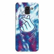 Чехол с принтом для Samsung J6 2018 (AlphaPrint - Знак сердечка) Бирюзовый фон - купить на Floy.com.ua