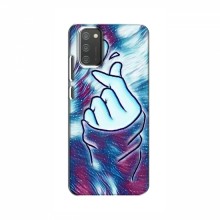 Чехол с принтом для Samsung Galaxy M02s (AlphaPrint - Знак сердечка) Бирюзовый фон - купить на Floy.com.ua