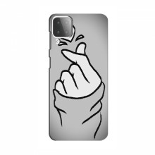 Чехол с принтом для Samsung Galaxy M12 (AlphaPrint - Знак сердечка) Серый фон - купить на Floy.com.ua