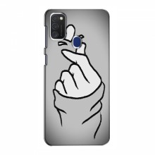 Чехол с принтом для Samsung Galaxy M21s (AlphaPrint - Знак сердечка) Серый фон - купить на Floy.com.ua
