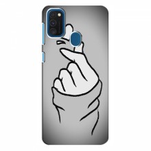 Чехол с принтом для Samsung Galaxy M30s (AlphaPrint - Знак сердечка) Серый фон - купить на Floy.com.ua
