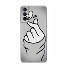 Чехол с принтом для Samsung Galaxy S21 (AlphaPrint - Знак сердечка) Серый фон - купить на Floy.com.ua