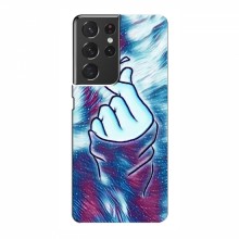 Чехол с принтом для Samsung Galaxy S21 Ultra (AlphaPrint - Знак сердечка) Бирюзовый фон - купить на Floy.com.ua