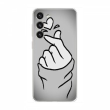 Чехол с принтом для Samsung Galaxy S23 (AlphaPrint - Знак сердечка) Серый фон - купить на Floy.com.ua