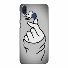 Чехол с принтом для Samsung Galaxy M20 (AlphaPrint - Знак сердечка) Серый фон - купить на Floy.com.ua